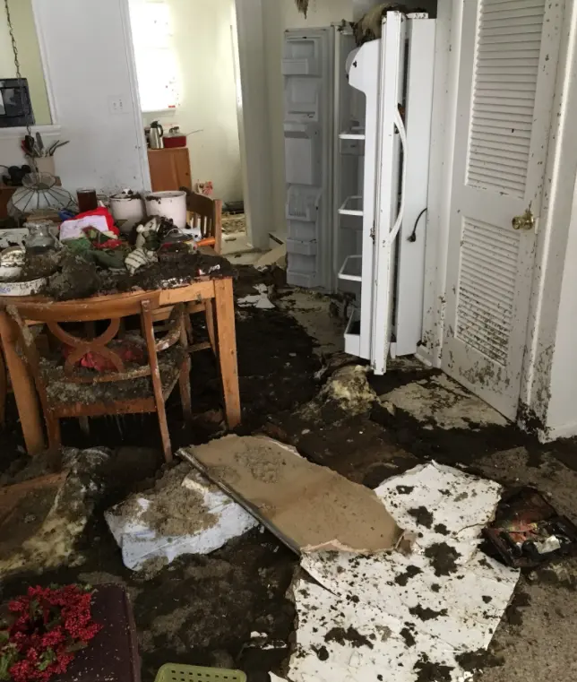 Storm and heavy rain water damage inside an Antioch, IL home
